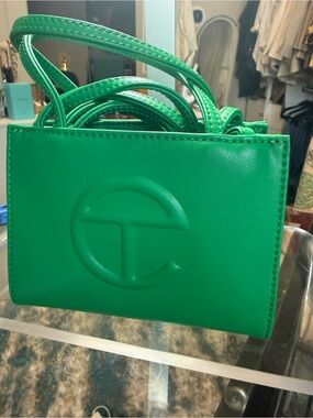 Telfar Green Small Shopping Bag with Embossed Logo